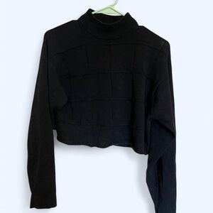 Black Cropped Turtleneck Sweater